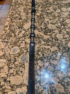 Western Black Belt w/ Decorative Silver plated accents unisex 24” no buckle
